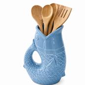 Vase Poisson Bleu 25 cm en céramique décorative