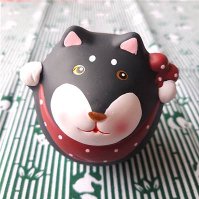 Statuette japonaise Shiba Inu noir
