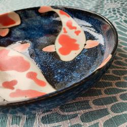 Assiette japonais motifs carpe Koi 20 cm x 4 cm