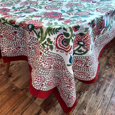 Tenture indienne artisanale block print 150x225 cm – Floral multicolore
