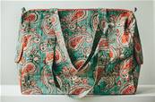 Sac de voyage vert et orange artisanat indien 42x35x13 cm