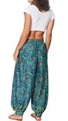 Pantalon large resserré aux chevilles fleuri bleu vert