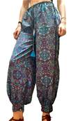 Pantalon large resserré aux chevilles fleuri violet