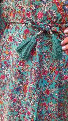 Robe cache cœur longue Turquoise motifs fleuris
