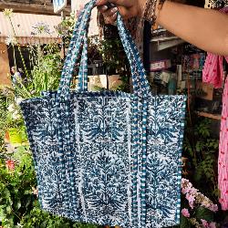 Sac coton Indien Surpiqué "Fresque Végétale Indienne"