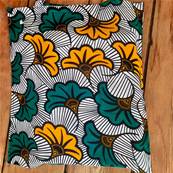 Tote bag wax fleurs vertes et jaune safran