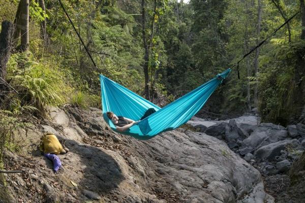 Hamac en toile de parachute 1 personne pliable TURQUOISE