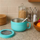 Lunch Box ronde en inox double paroi 75cl – Couleur bleu