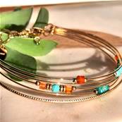 Bracelet Semainier Multi-Rangs turquoise cornaline