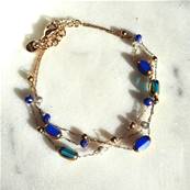 Bracelet Multi-Rangs "Océan Infini" avec Perles Bleues