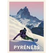 Affiche Pyrnes sports d'Hiver snow 50x70cm Fricker