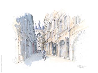 Affiche rue Saint-James Bordeaux 30x40cm Aquarelle05