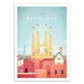 Affiche visit Barcelone Espagne 50x70cm Henry Rivers