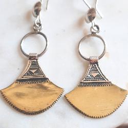 Boucles d’Oreilles Touareg Satsat Argent et Laiton – Bijoux Ethniques Artisanaux 9019