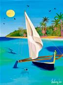 Affiche Madagascar : Un voyage en pirogue colore 30x40 Nolwen