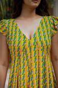 Robe courte ANKA jaune motifs géométiques