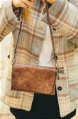 Sac pochette besace bandoulière gris 15x21cm