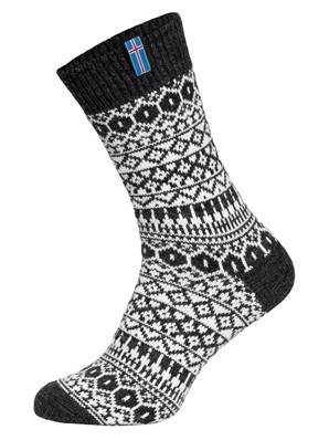 Chaussettes 60% laine flag islande noir 35-38