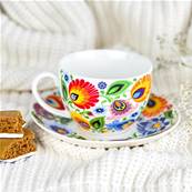 Tasse petit déjeuner blanche 220 ml motifs fleuris