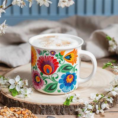 Mug blanc motifs fleuris 350 ml