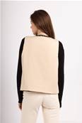 Gilet beige sans manche broderies ethniques