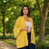 Veste kimonoTOA jaune à motifs graphiques
