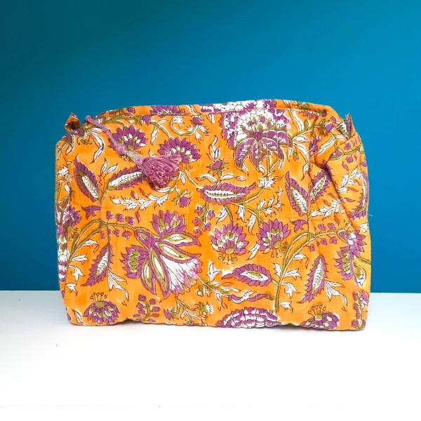 Trousse de toilette indienne jaune 25x20x13 cm