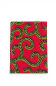 Carnet de notes, tissu WAX africain, Rouge arabesques jaunes