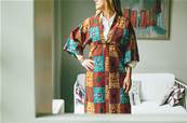 Kimono long ethnique imprimé WAX damier