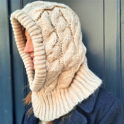 Cagoule tressée hivernale pour homme et femme Blanc