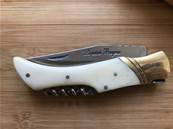 Couteau épais pliable acier en corne tire bouchon "Blanc" 22 cm