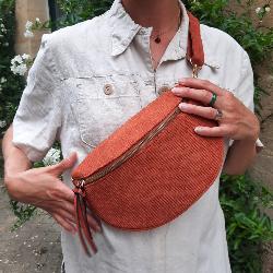 Sac banane simple velour cotel orange