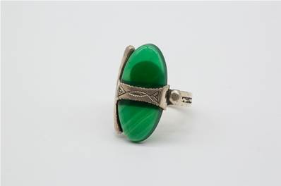 Bague touareg argent agathe ovale verte