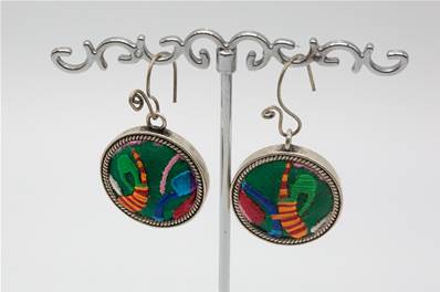 Boucles d'oreilles ethniques du Tibet rondes vertes