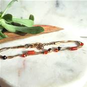 Bracelet multi rangs "clat de Cornaline" - fils rigides