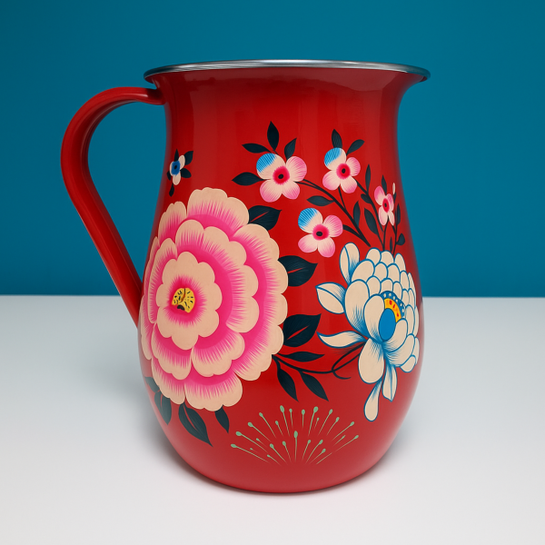 Pichet rouge inox peinte à la main 1,5l