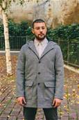 Manteau épais long hiver urbain à capuche gris