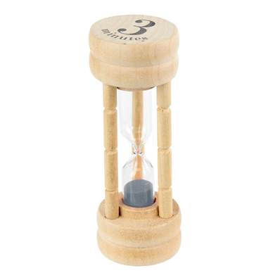Sablier minuteur 3 minutes en bois et verre.