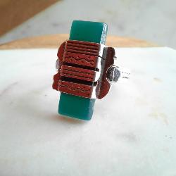 Bague Touareg Argent et Agate Verte – Taille 54