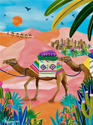 Affiche Maroc : Évasion dans un ksour coloré 30x40 Nolwen