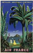 Affiche vintage dco de collection Air France Antilles Amrique Centrale 50x70cm