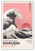 Affiche Hokusai ciel rose 30cm x 40 cm