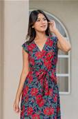 Robe courte AKEMI à fleurs rouges