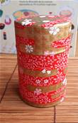 Bo�te � th� m�tal japonaise rouge et dor�e 100 gr