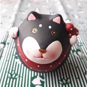Statuette japonaise Shiba Inu noir