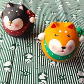 Statuette japonaise Shiba Inu marron