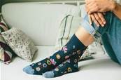 Chaussettes femme blue flower coton