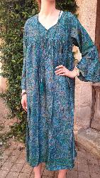 Robe ethnique longue et large verte