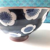 Duo de Bols Japonais bleus aux fleurs blanches