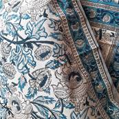 Tenture indienne block print 270x225 cm – Bleu turquoise
